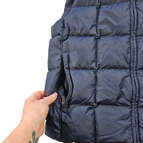 Eddie Bauer Goose Down Puffer Vest Mens Small Quilted Pockets Navy Blue Gorpcore - Picture 10 of 12
